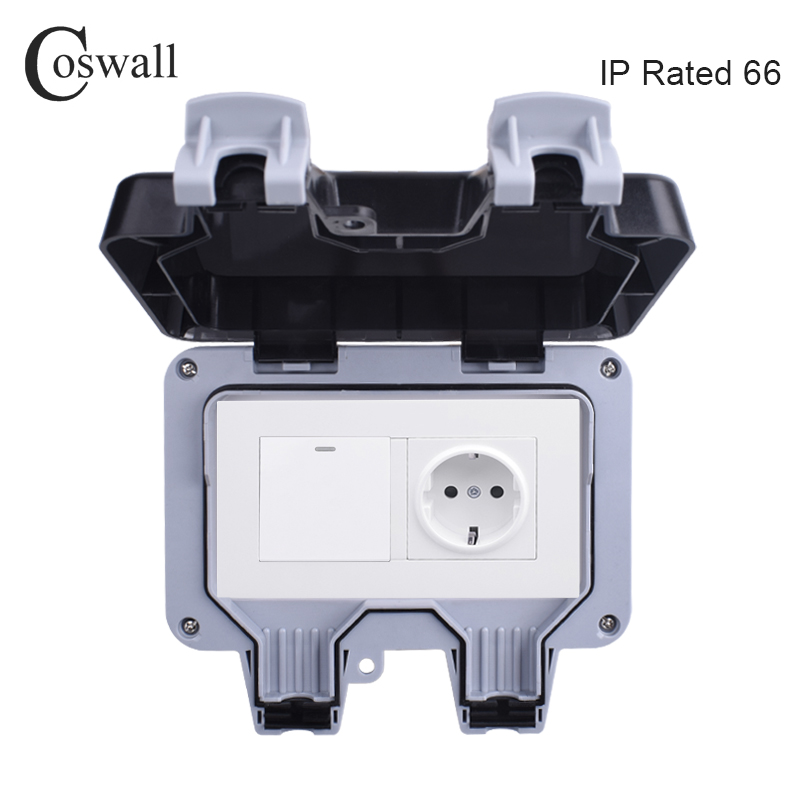 Outdoor Power Outlet Waterproof - Coswall IP66 Weatherproof Waterproof Outdoor Wall
