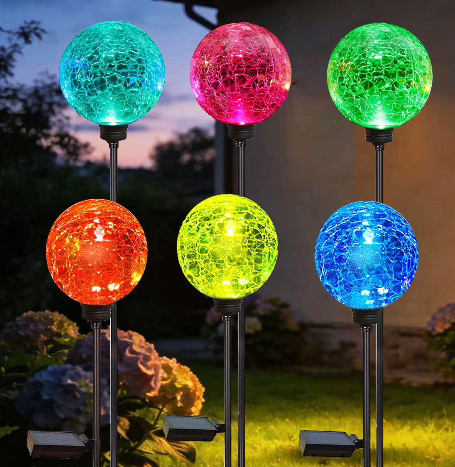 Outdoor Power Pack - Solar Garden Lights, 6 Pack Multi-Color
