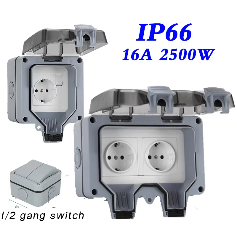 Outdoor Power Outlet Waterproof - EU KR Outdoor Wall Waterproof Sockets