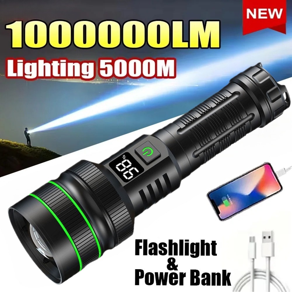 Outdoor Power Inc - Powerful LED Flashlight Zoomable Type-C Rechargeable