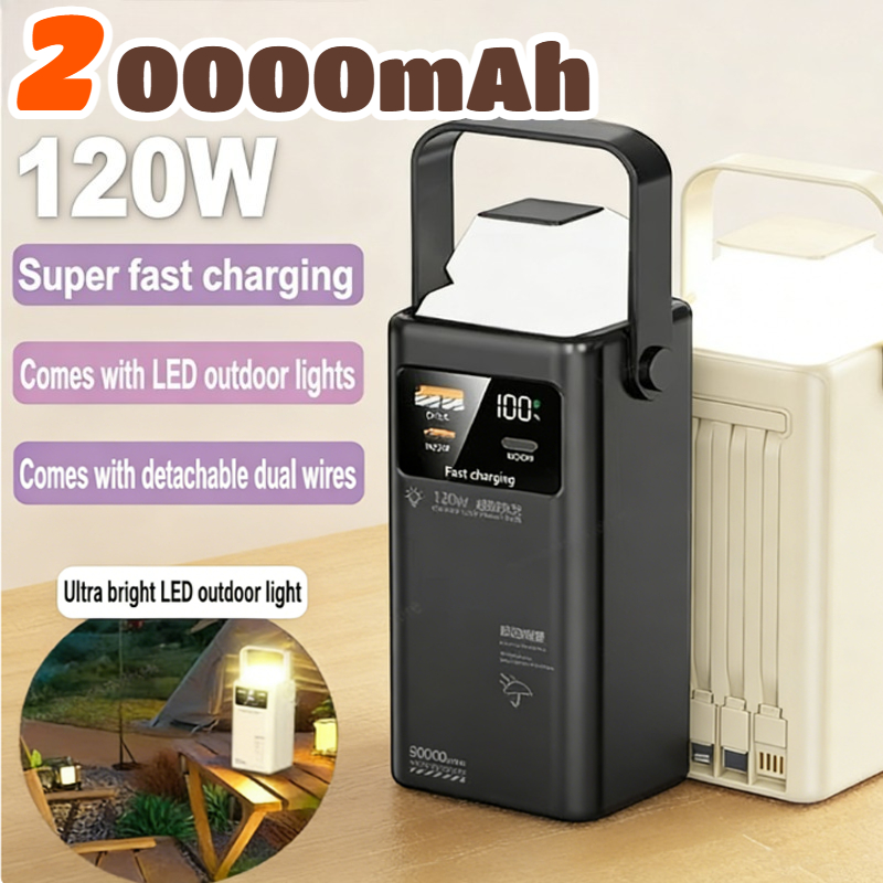 120W Power Bank 200000mAh Larg - Outdoor Power Wire ulasan dan harga