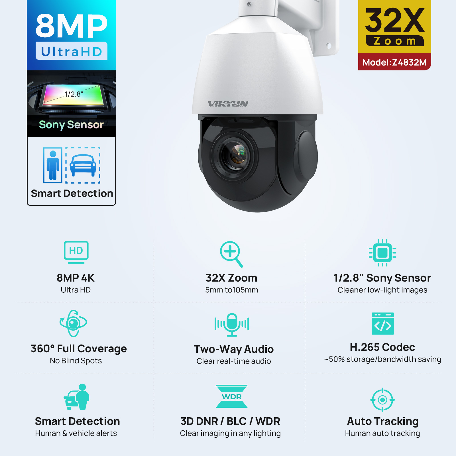 Vikylin 4K 8MP PTZ 32X Zoom 10 - Outdoor Power G Motion ulasan dan harga