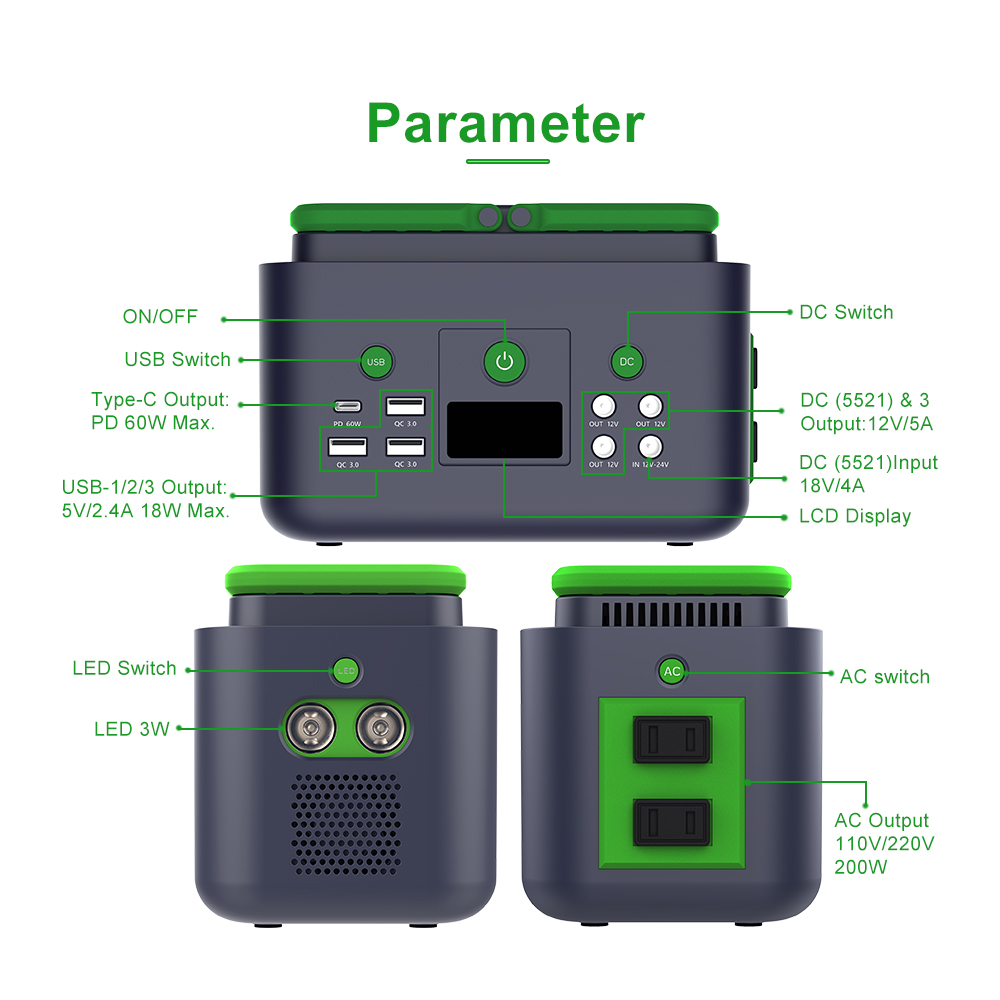 200W Portable Solar Power Stat - Outdoor Power Bank With Ac Outlet ulasan dan harga