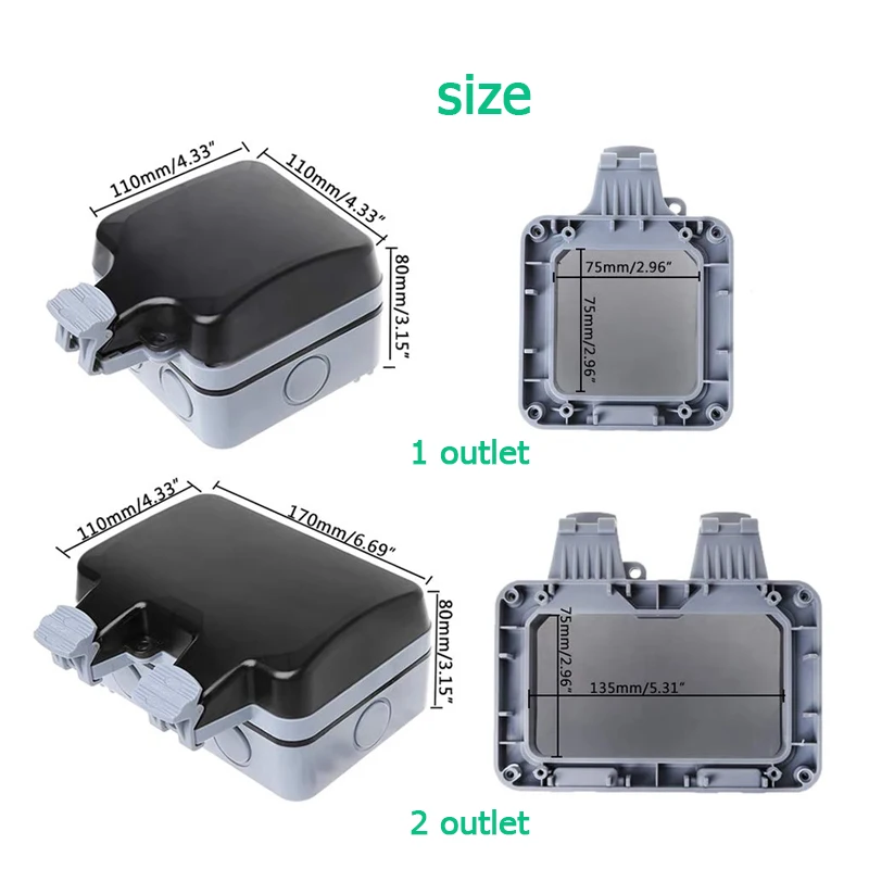 EU KR Outdoor Wall Waterproof  - Outdoor Power Outlet Waterproof ulasan dan harga